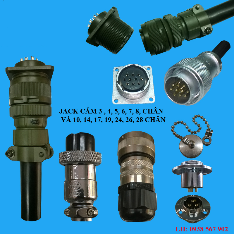 Jack cắm 3 chân, 4 chân, 5 chân, 6 chân, 7 chân, 8 chân