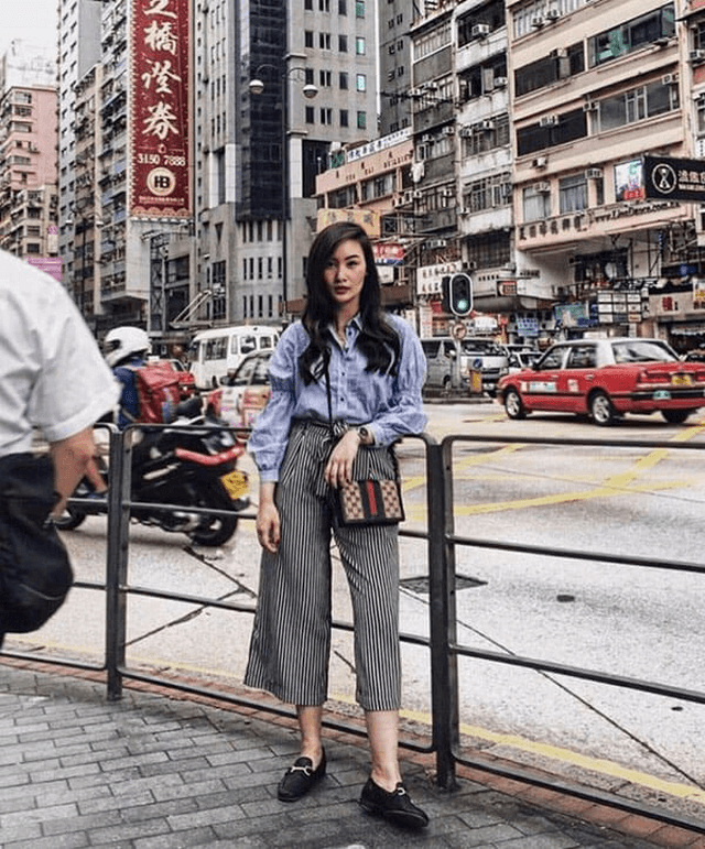 Mix giày với quần ống rộng thời trang