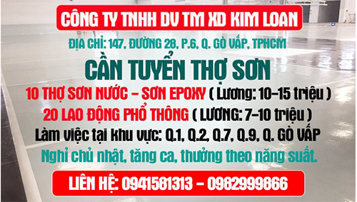 CẦN TUYỂN THỢ SƠN