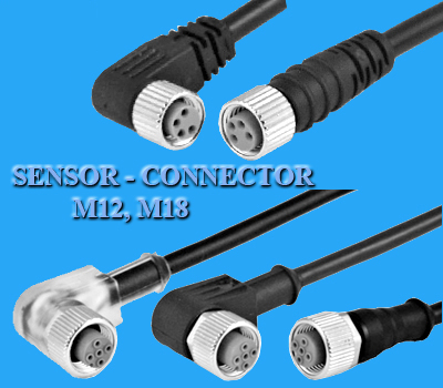 Connector sensor, jack cảm biến 3 chân, 4, 5 chân M8, M12