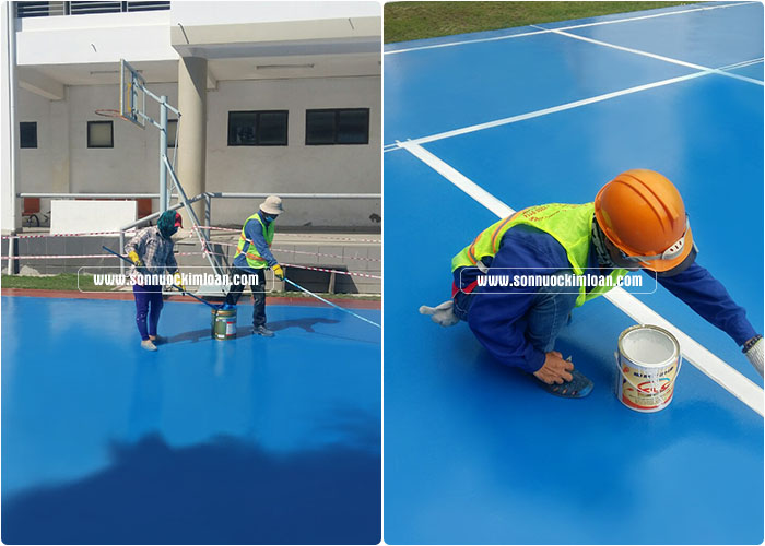 SÂN CHƠI BÓNG RỔ I THI CÔNG SƠN SÂN THỂ THAO NGOÀI TRỜI