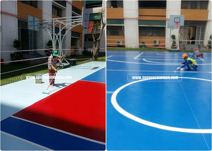SÂN CHƠI BÓNG RỔ I THI CÔNG SƠN SÂN THỂ THAO NGOÀI TRỜI