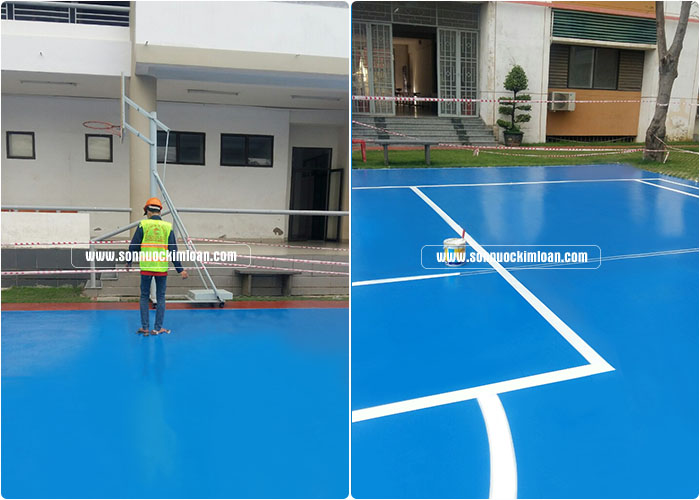 SÂN CHƠI BÓNG RỔ I THI CÔNG SƠN SÂN THỂ THAO NGOÀI TRỜI