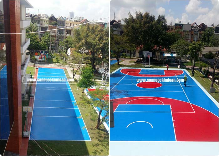 SÂN CHƠI BÓNG RỔ I THI CÔNG SƠN SÂN THỂ THAO NGOÀI TRỜI