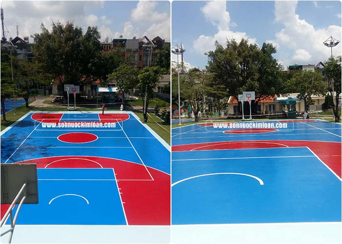 SÂN CHƠI BÓNG RỔ I THI CÔNG SƠN SÂN THỂ THAO NGOÀI TRỜI