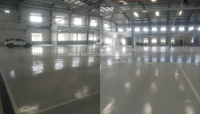 SƠN NƯỚC KIM LOAN &#8211; QUY TRÌNH THI CÔNG SƠN SÀN SHOWROOM Ô TÔ.