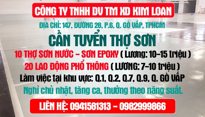 CẦN TUYỂN THỢ SƠN